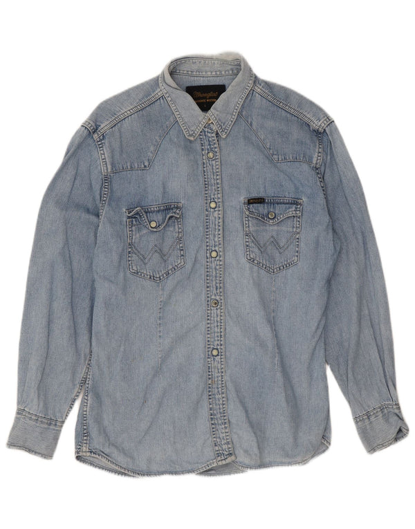 Wrangler Womens Denim Shirt UK 14 Large Blue