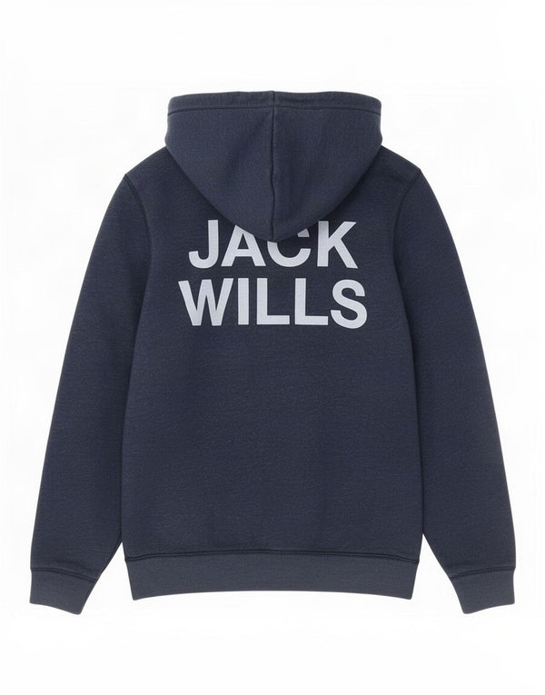 Мужской свитер с капюшоном и молнией с графическим рисунком Jack Wills, средний темно-синий, хлопковый