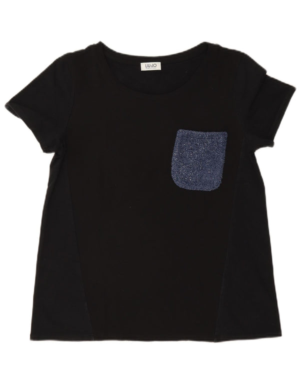 Liu Jo T-Shirt Top UK 12 Medium Navy Blue Colourblock