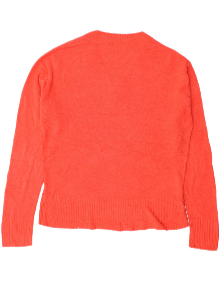 MARKS & SPENCER Womens V-Neck Jumper Sweater UK 12 Medium Orange Acrylic Vintage Marks & Spencer and Second-Hand Marks & Spencer from Messina Hembry 