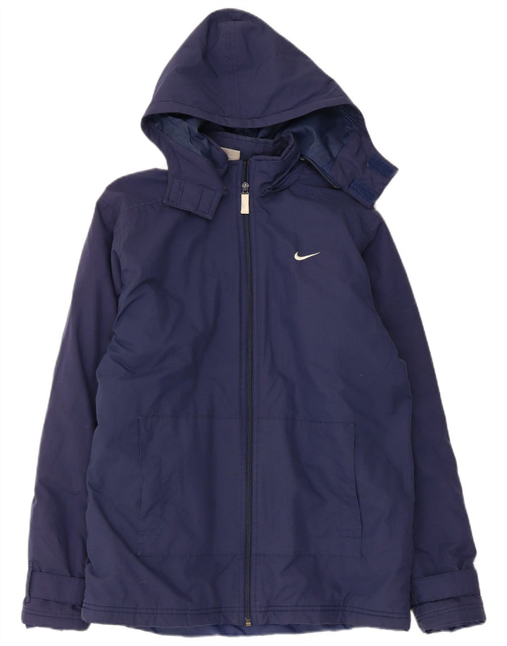 Nike Boys Hooded Windbreaker Jacket 13-14 Years XL Navy Blue Polyester