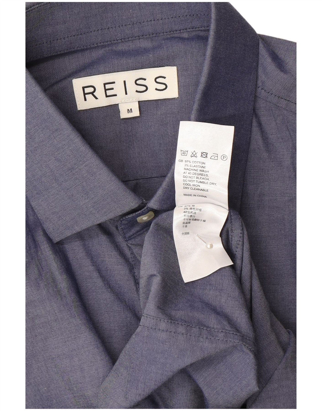 Camicia da uomo Reiss in cotone blu navy medio