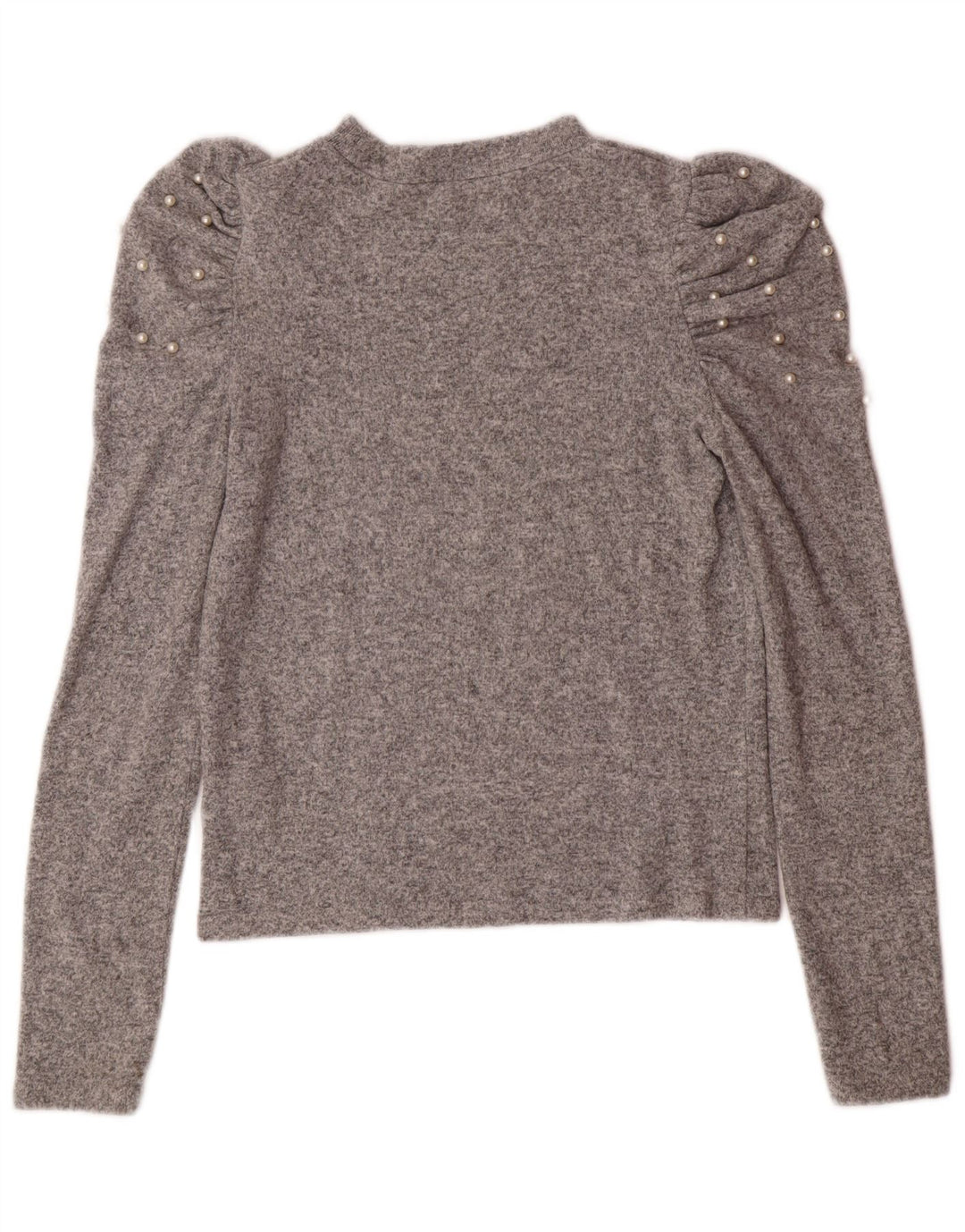 ZARA Womens Top Long Sleeve UK 12 Medium Grey Flecked Viscose