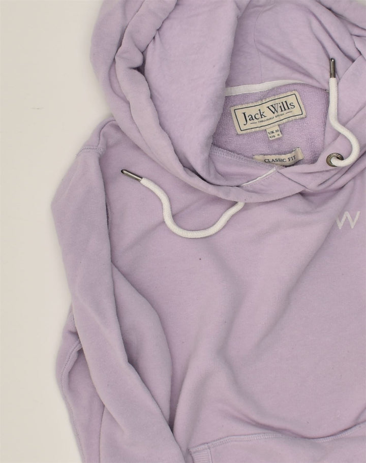 JACK WILLS Womens Graphic Classic Fit Hoodie Jumper UK 10 Small Purple | Vintage Jack Wills | Thrift | Second-Hand Jack Wills | Used Clothing | Messina Hembry 