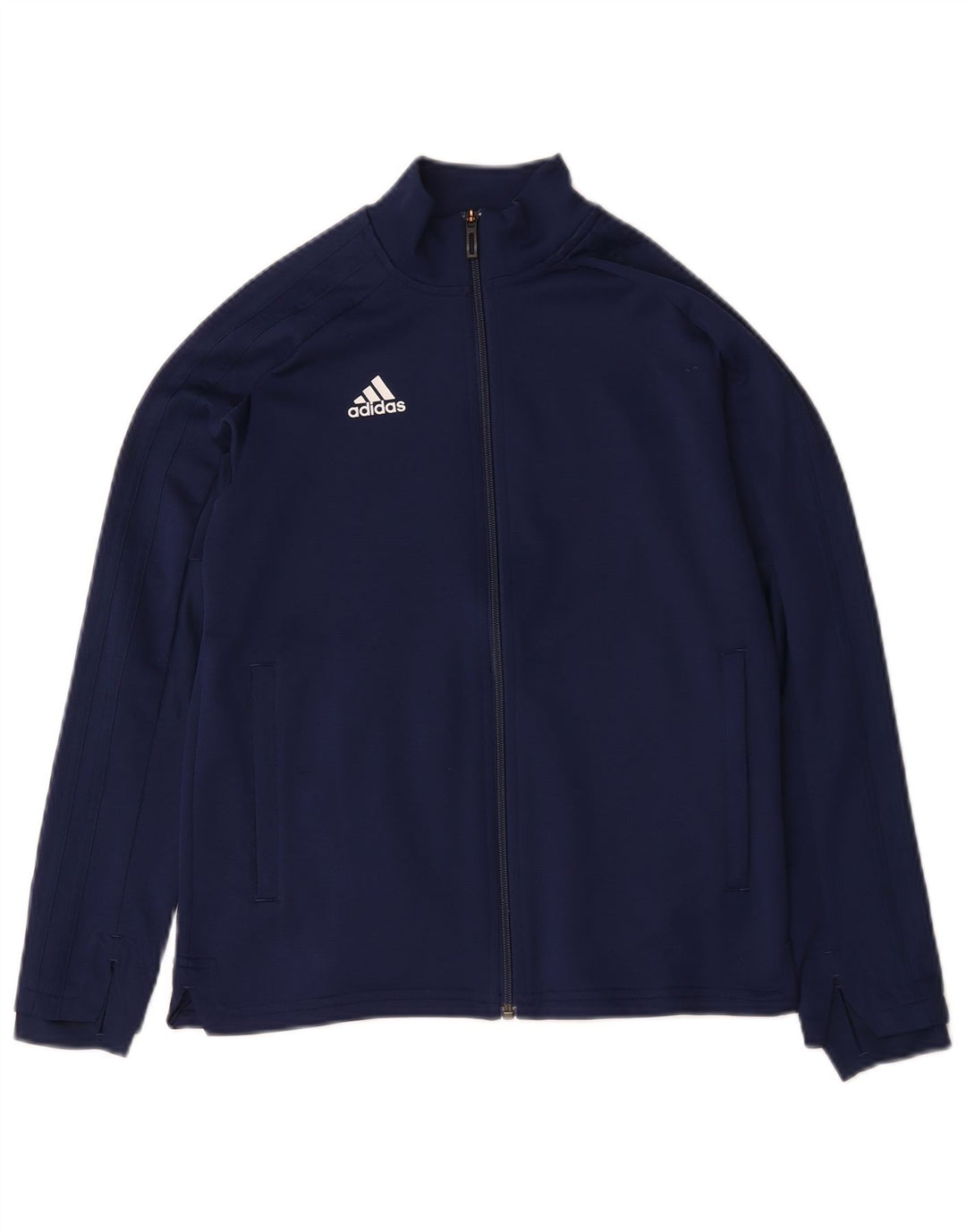 Adidas Boys Tracksuit Top Jacket 11-12 Years Navy Blue Polyester