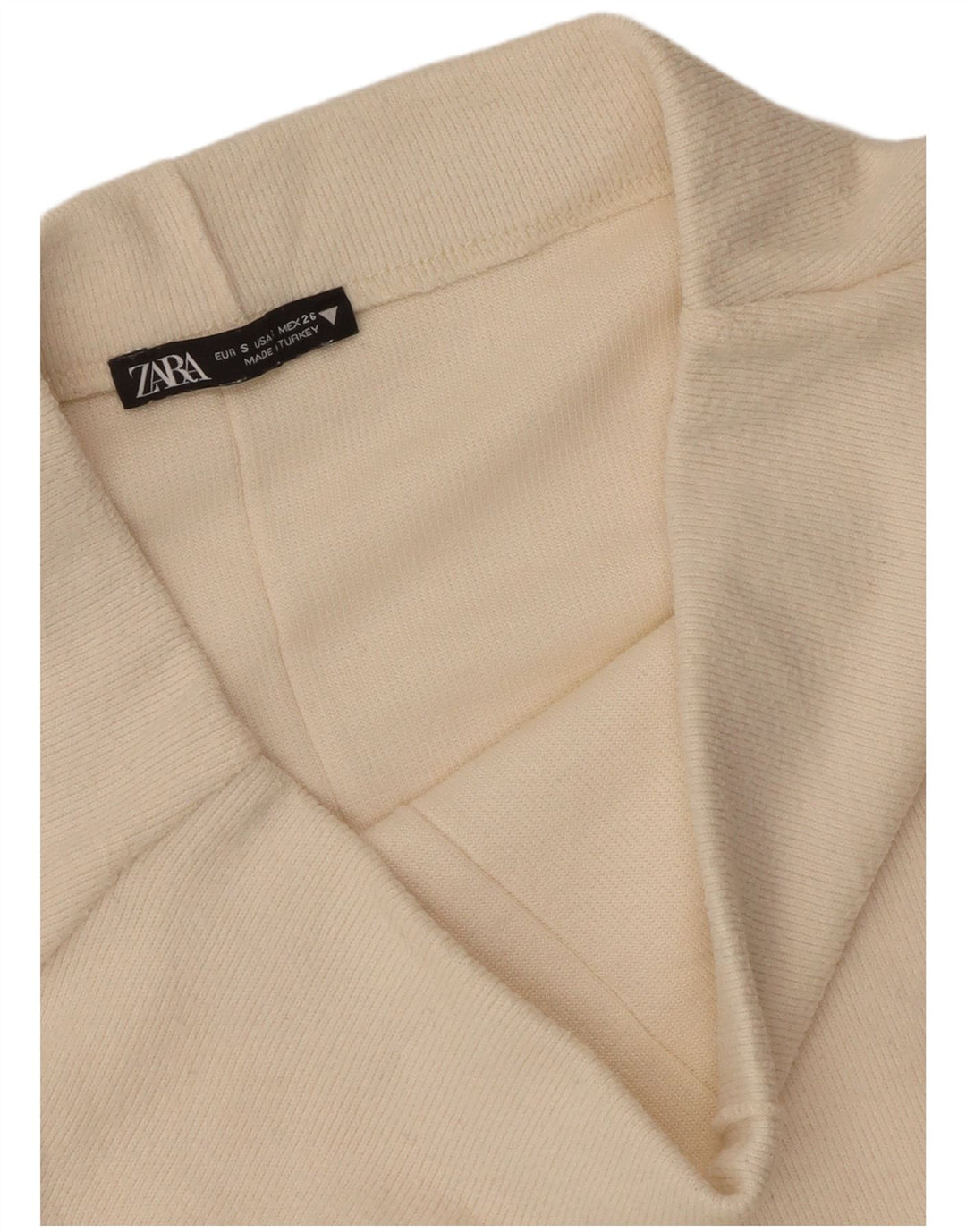 Zara Dame Strik Midi Nederdel Small W26 Off White
