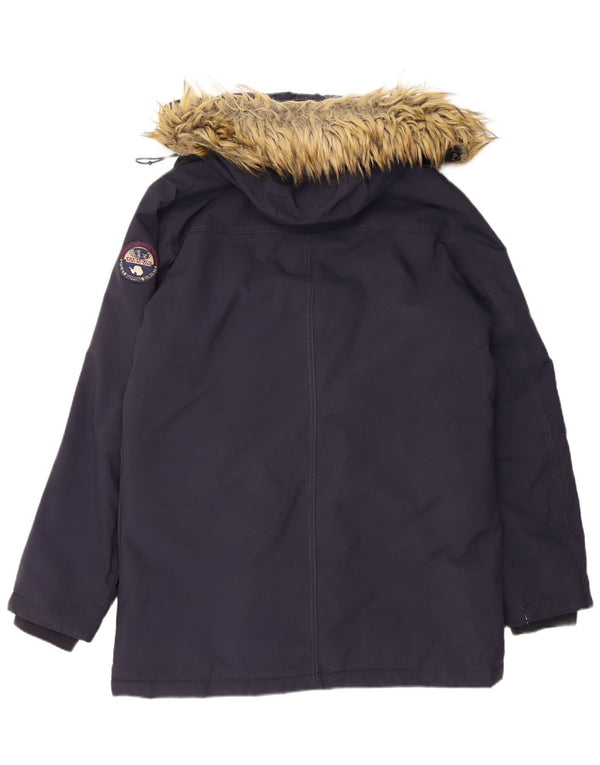 Napapijri Parka con capucha Geographic para hombre UK 42 XL Poliamida azul marino