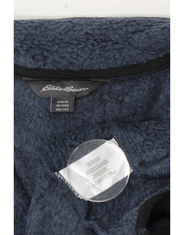 EDDIE BAUER Mens Zip Neck Sweatshirt Jumper 2XL Navy Blue Flecked