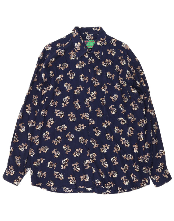 Chemise homme vintage Grande Viscose Paisley Bleu Marine