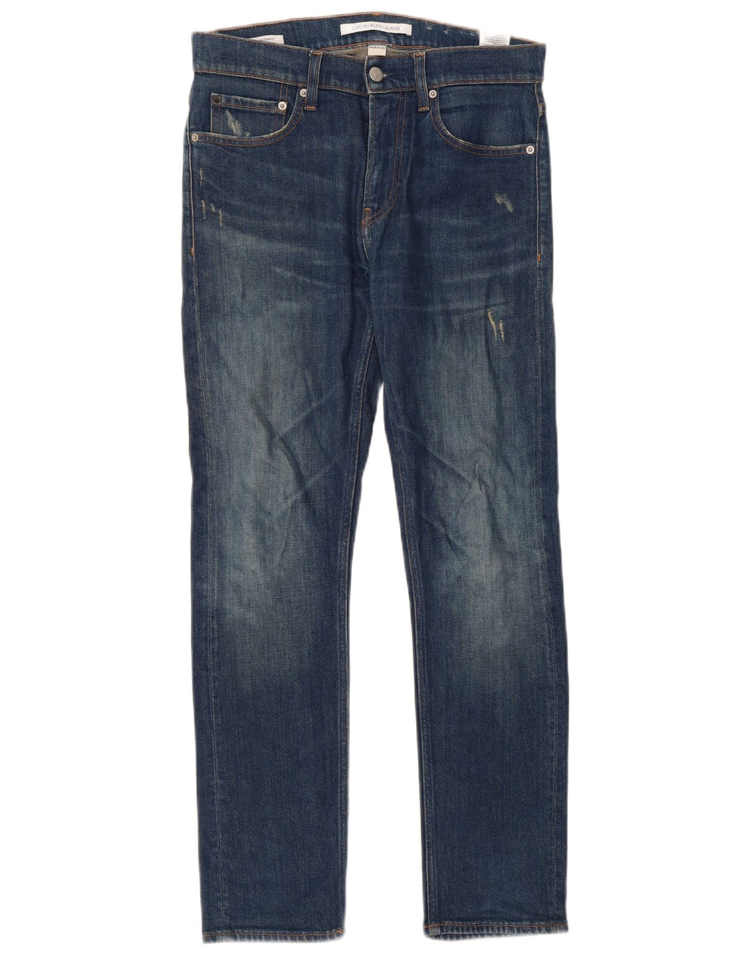 Calvin Klein Womens Distressed Slim Jeans W28 L30 Blue Cotton