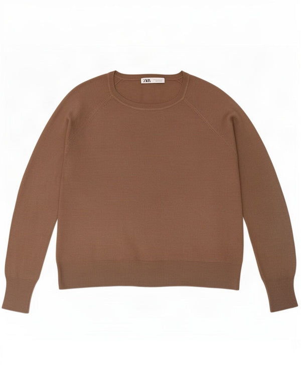 Maglione Zara da donna con scollo a barchetta, vestibilità ampia, UK 14 Viscosa marrone medio
