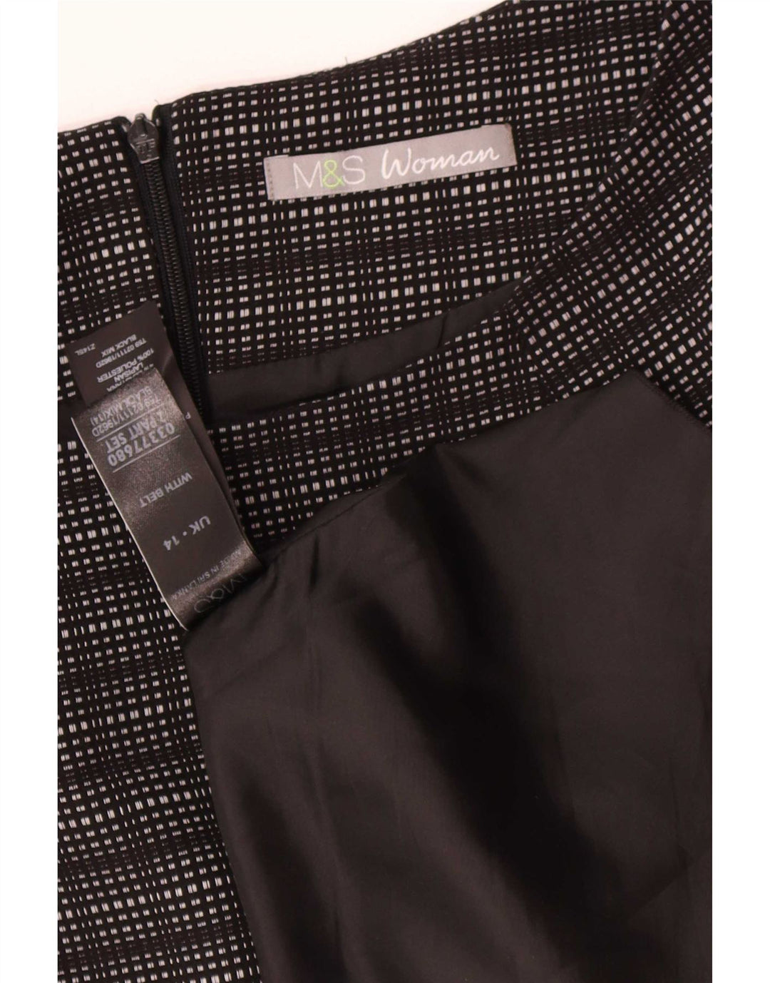 Γυναικείο φόρεμα με θήκη Marks & Spencer UK 14 Medium Black Check Polyester