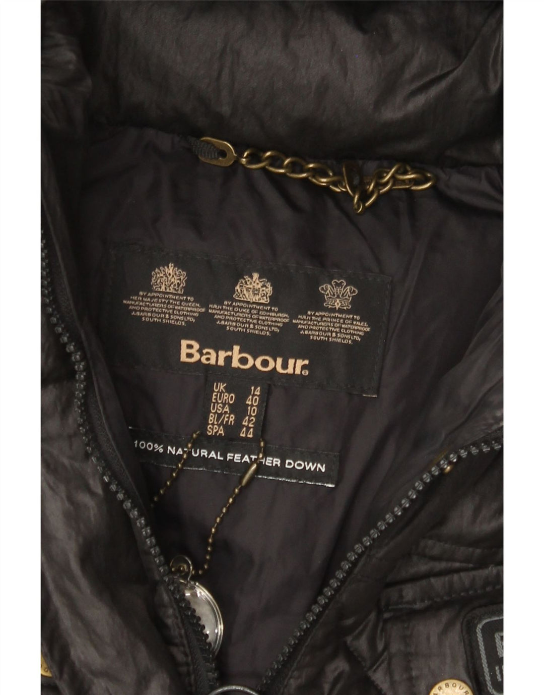 Giacca imbottita con cappuccio da donna BARBOUR UK 14 grande nera