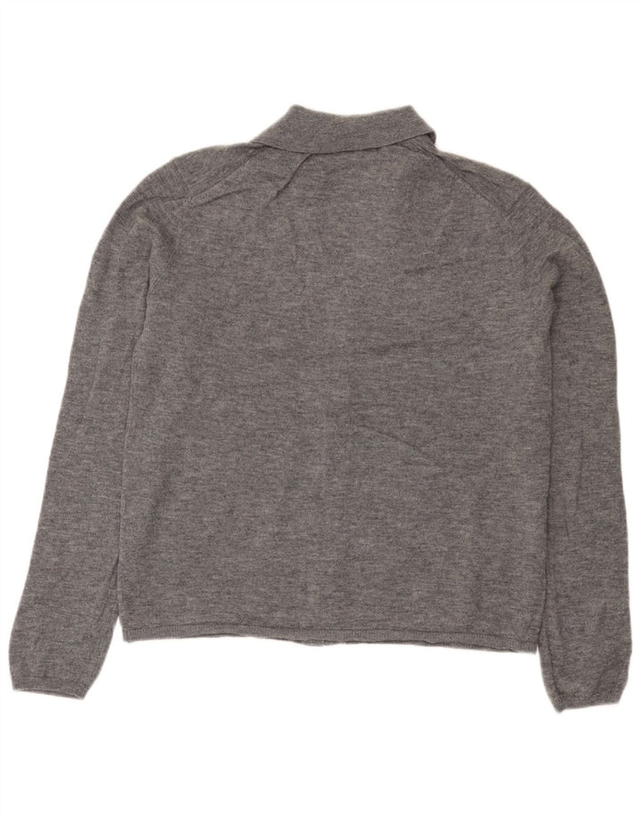 Zara Dame Cardigan Sweater UK 18 XL Grå Uld