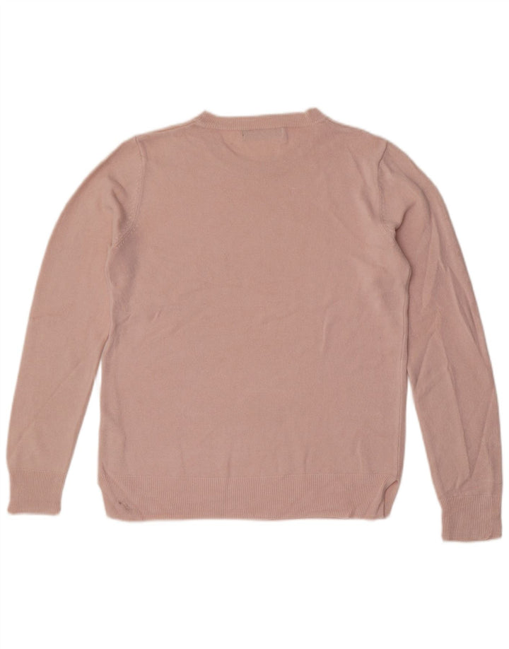 Marks & Spencer Womens Crew Neck Jumper Sweater UK 12 Medium Pink Acrylic