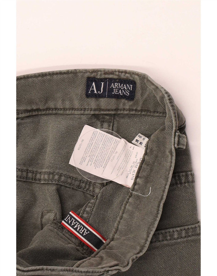 Armani Mens Straight Jeans W36 L34 Green Cotton