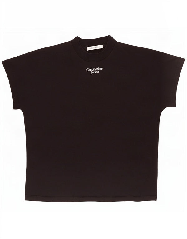 Calvin Klein Jeans T-shirt graphique surdimensionné pour femme UK 10 Petit Noir