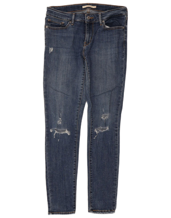 Jeans Levi's da donna 711 skinny effetto consumato W28 L30 cotone blu