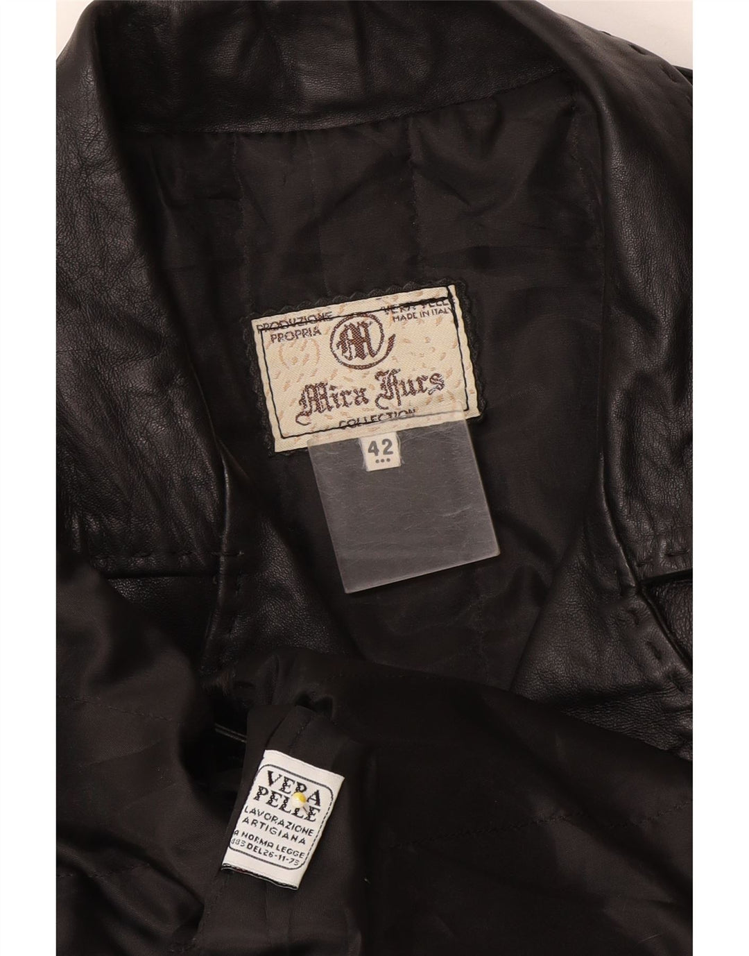 Mira Furs Womens Leather Coat IT 42 Medium Black Leather
