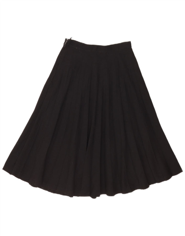 Vintage Womens Pleated Skirt Small W26 Black Wool