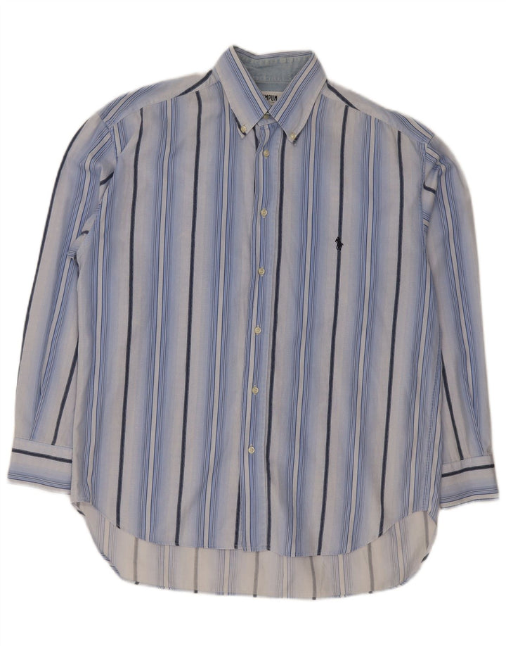 Wampum Mens Shirt Large Blue Striped Cotton