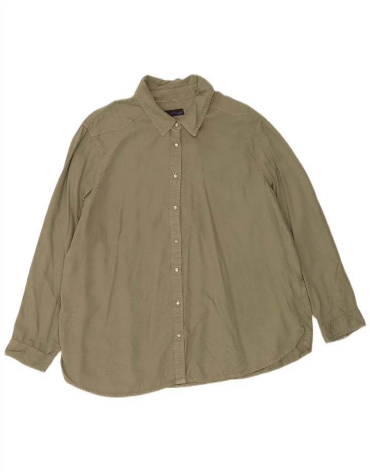 Marks & Spencer Womens Shirt UK 22 3XL Khaki Lyocell