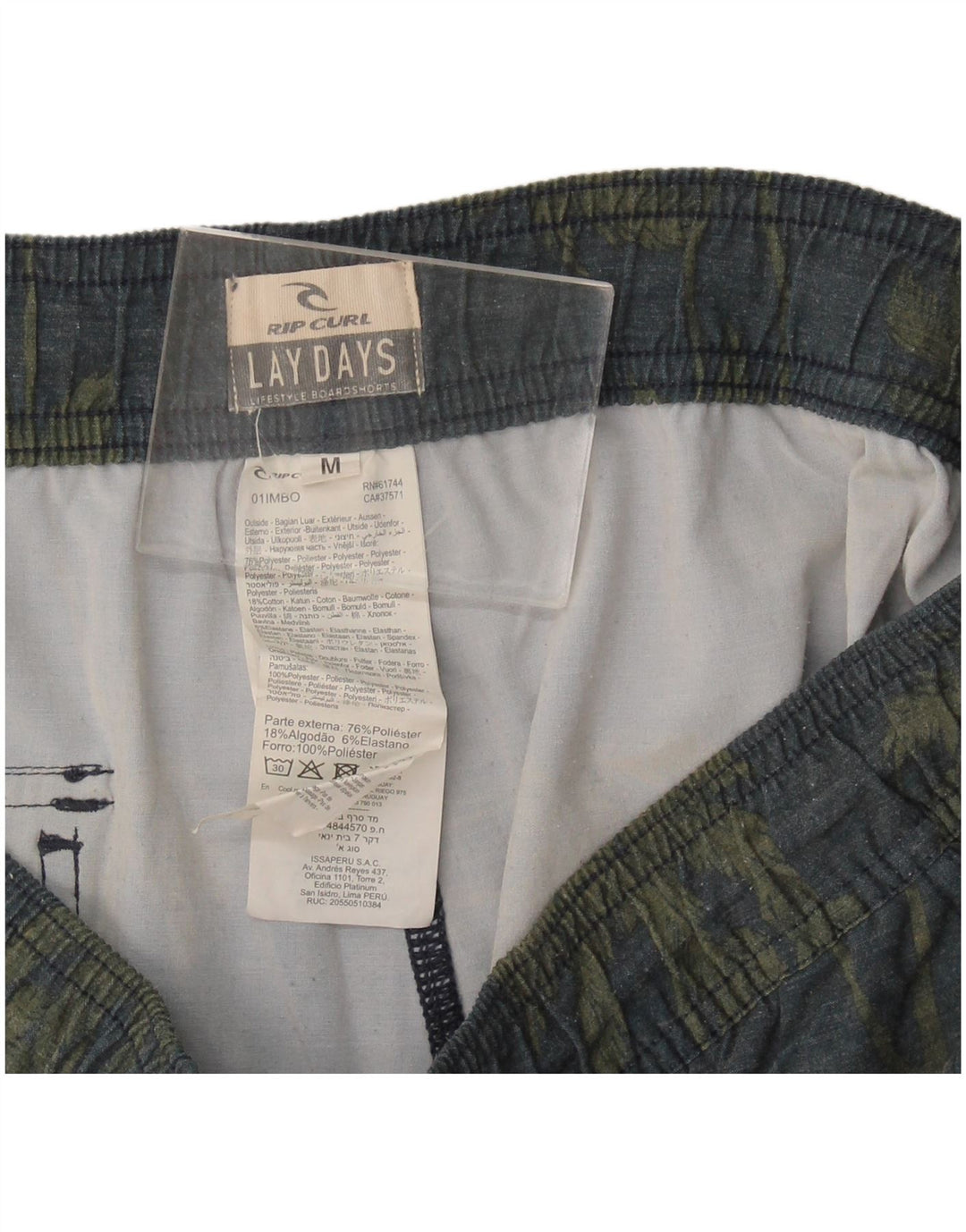 Rip Curl Mens Sport Shorts Medium Grey Floral Cotton