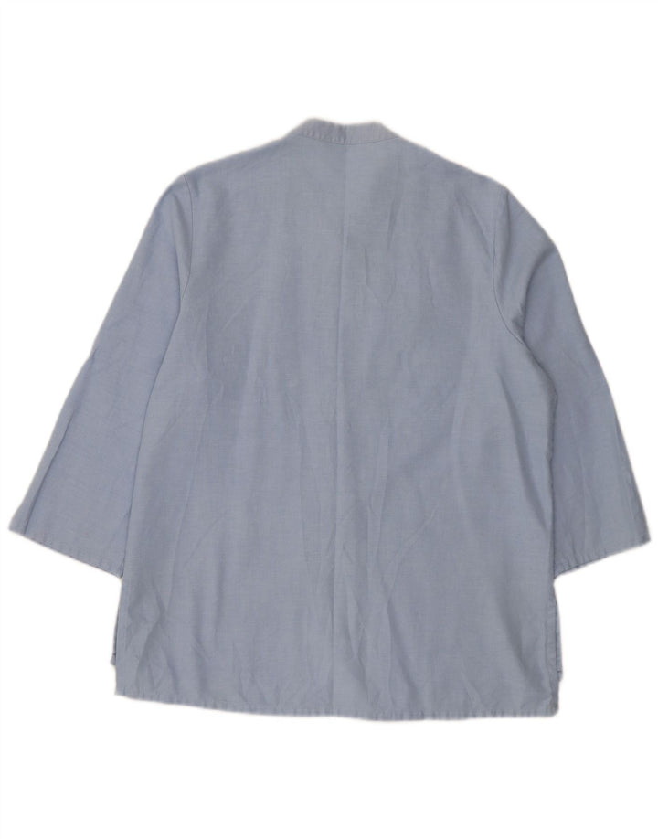 Marks & Spencer skjortebluse med 3/4 ærmer til kvinder UK 12 Medium Blue Polyester