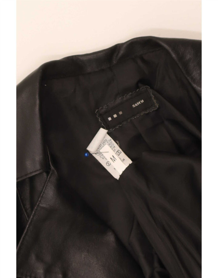 Sasch Womens Leather Coat UK 12 Medium Black