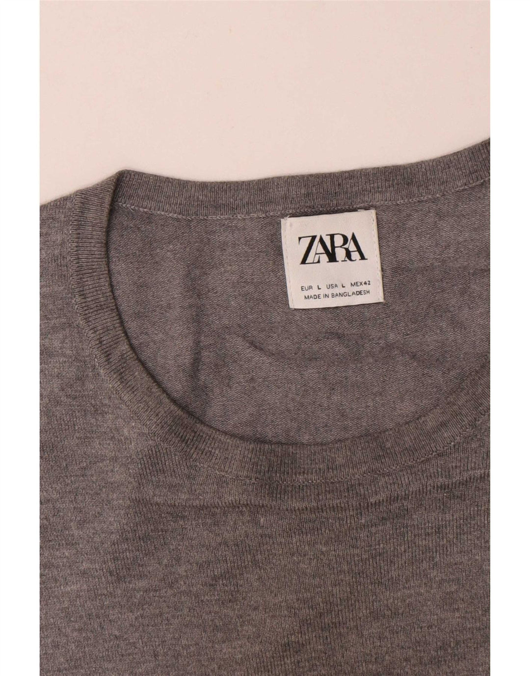 Zara Mens Crew Neck Jumper Sweater Large Grey