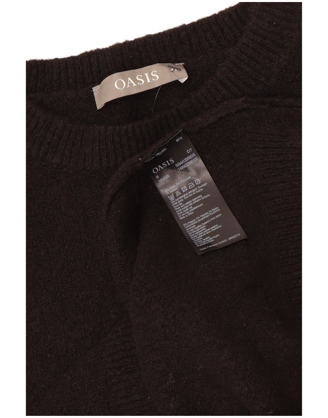 Oasis Womens Crop Boat Neck Jumper Sweater UK 14 Medium Black Polyacrylic