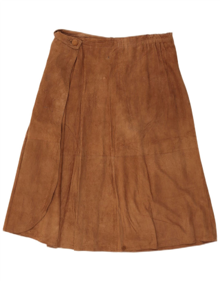 Vintage Womens Suede Wrap Skirt W30 Medium Brown