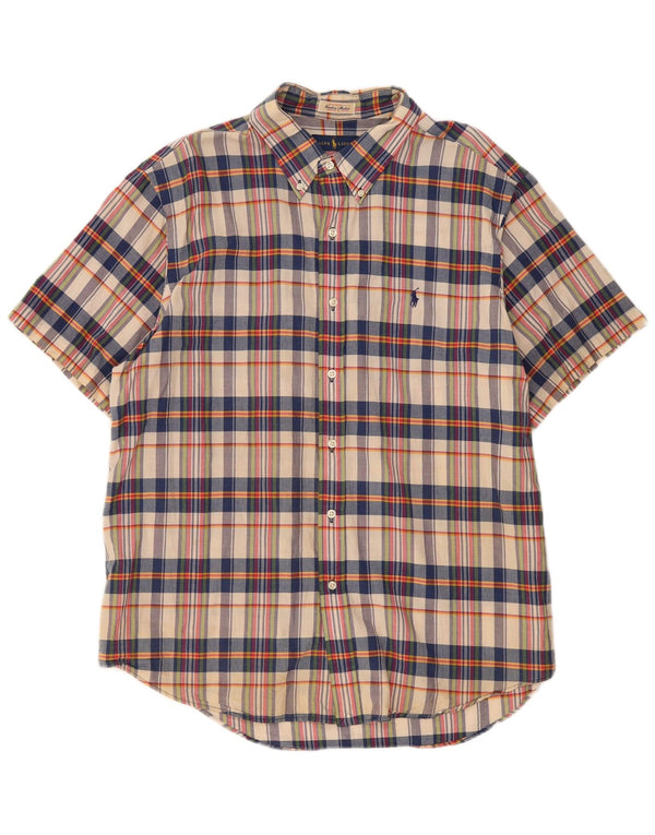 Ralph Lauren Mens Short Sleeve Shirt 2XL Beige Check Cotton