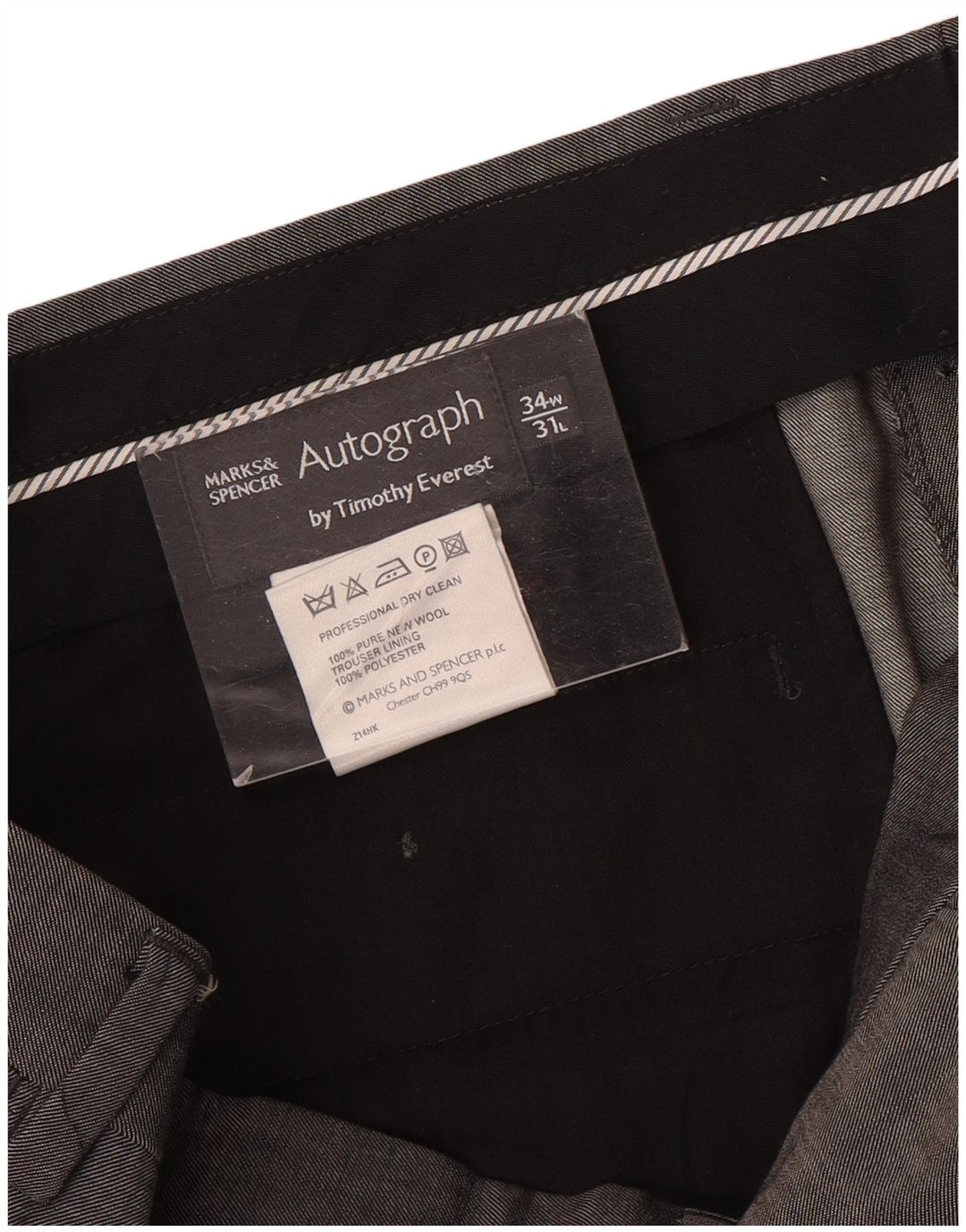 Marks & Spencer Mens Autograph Straight Suit Trousers W34 L31 Grey Wool