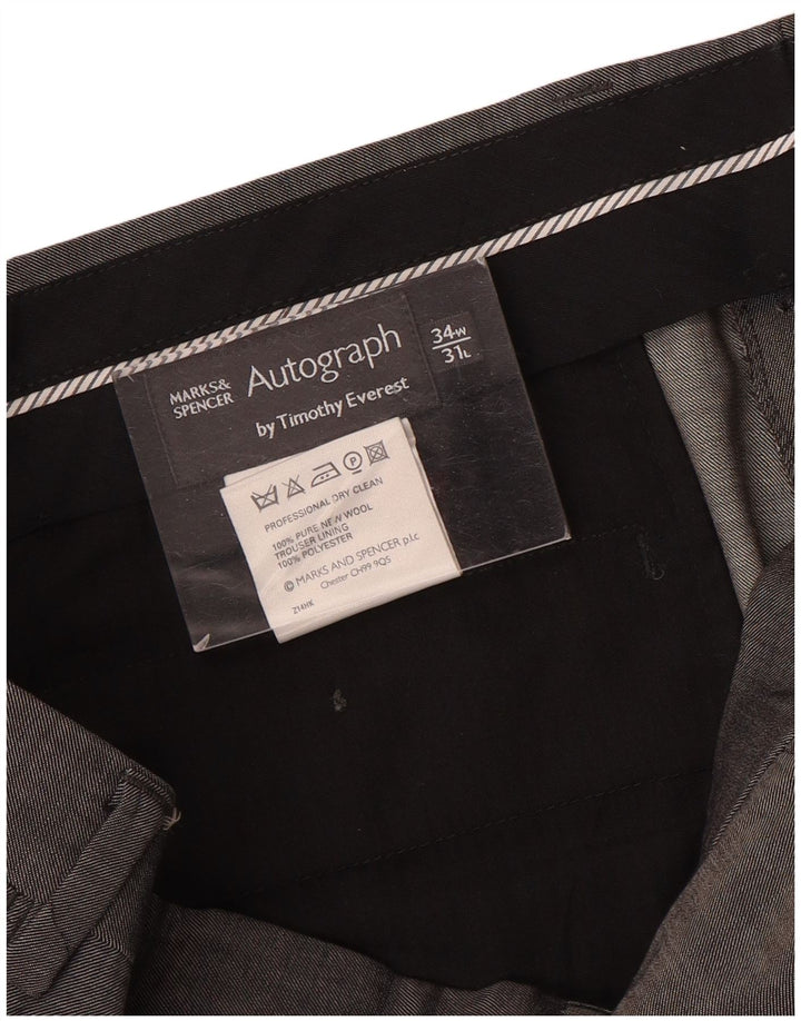 Marks & Spencer Mens Autograph Straight Suit Trousers W34 L31 Grey Wool