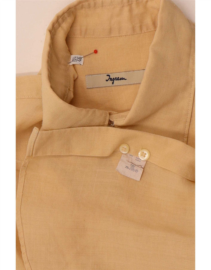 Ingram Mens Short Sleeve Shirt Size 40 15 3/4 Medium Yellow Ramie