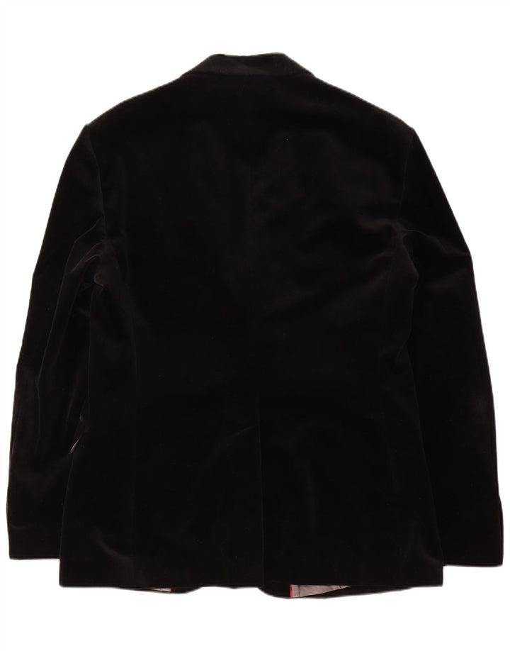 Sisley Mens 2 Button Velvet Blazer Jacket IT 52 XL Black Cotton