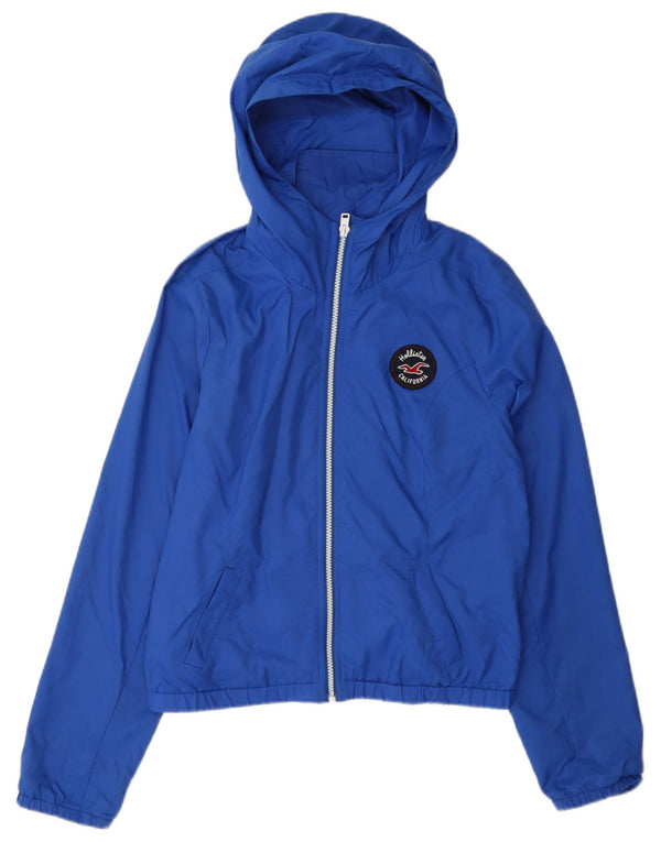 Chaqueta cortavientos con capucha Hollister para mujer UK 46 Large Nylon azul