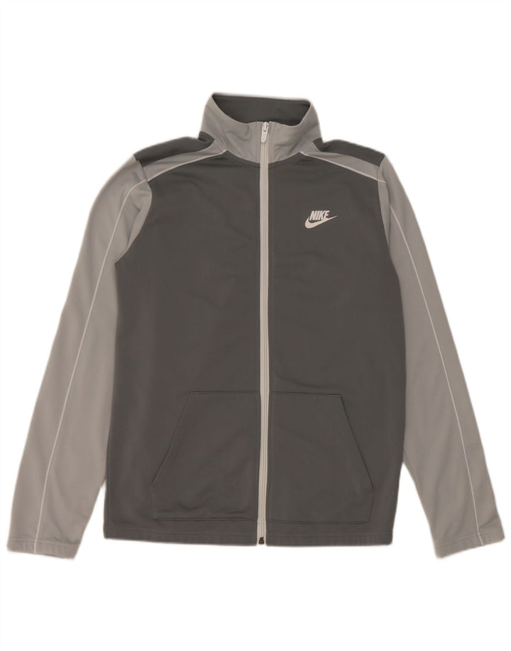 NIKE Boys Tracksuit Top Jacket 13-14 Years XL Grey Polyester