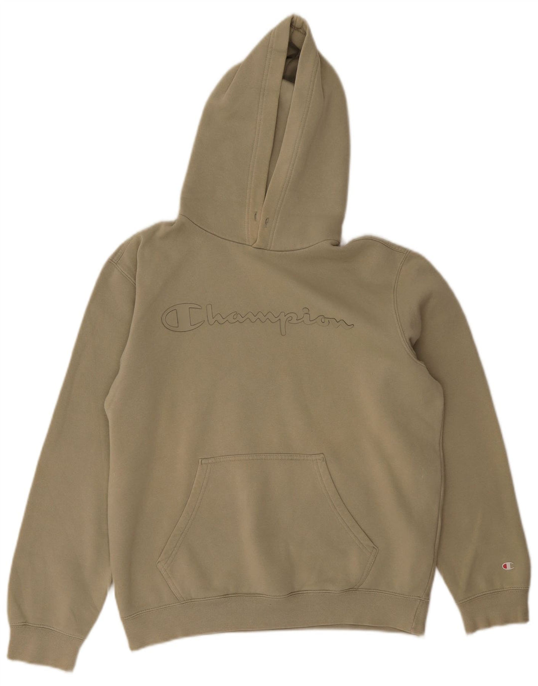 Champion Mens Graphic Hoodie Jumper Medium Khaki Cotton