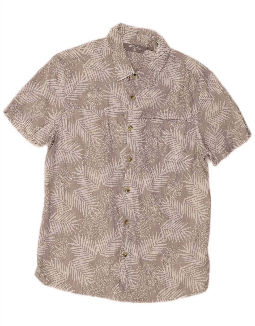 Mountain Warehouse Mens Short Sleeve Shirt Medium Grey Floral Cotton