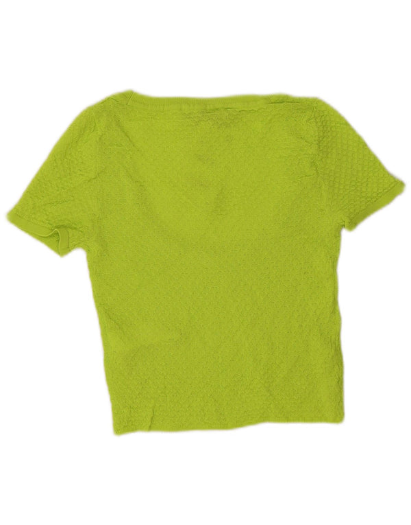 Zara Womens Crop Kortærmet Boat Neck Jumper Sweater UK 8 Small Green