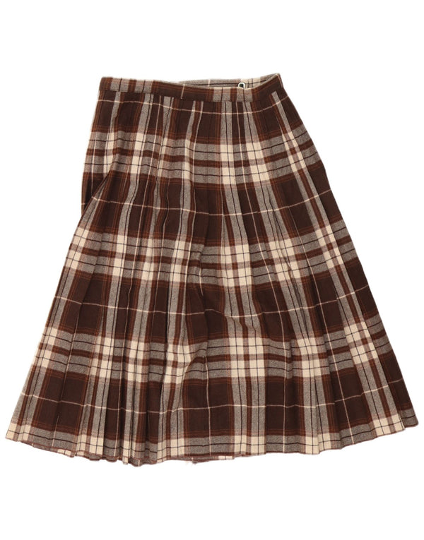 Gonna a portafoglio da donna vintage IT 46 grande W30 a quadri marroni