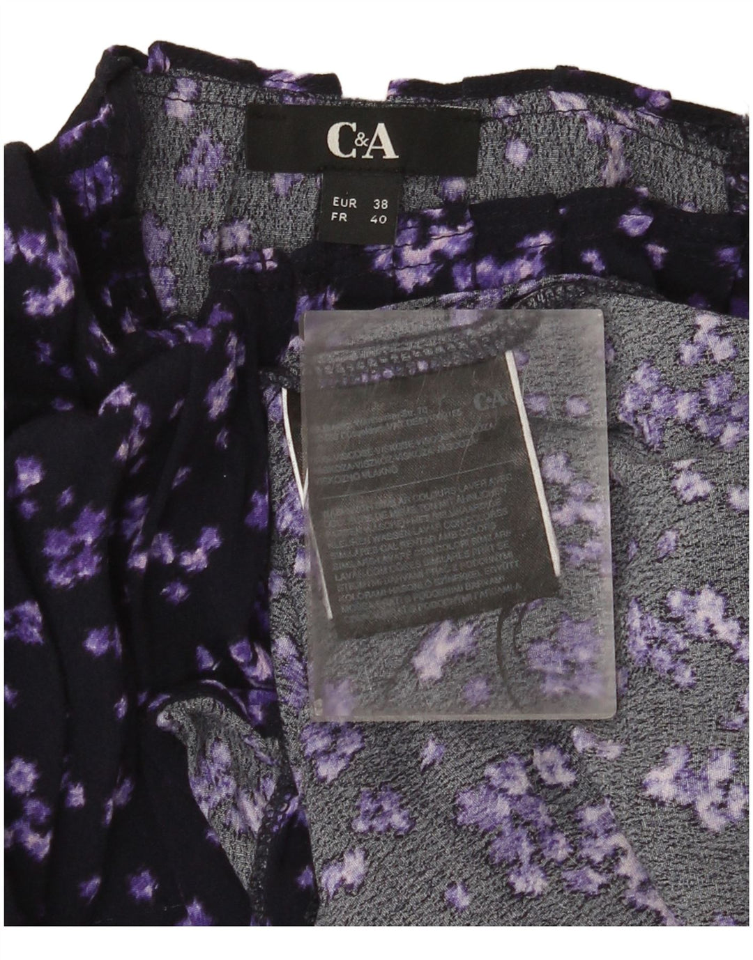 C&A Womens Blouse Top EU 38 Medium Purple Floral Viscose