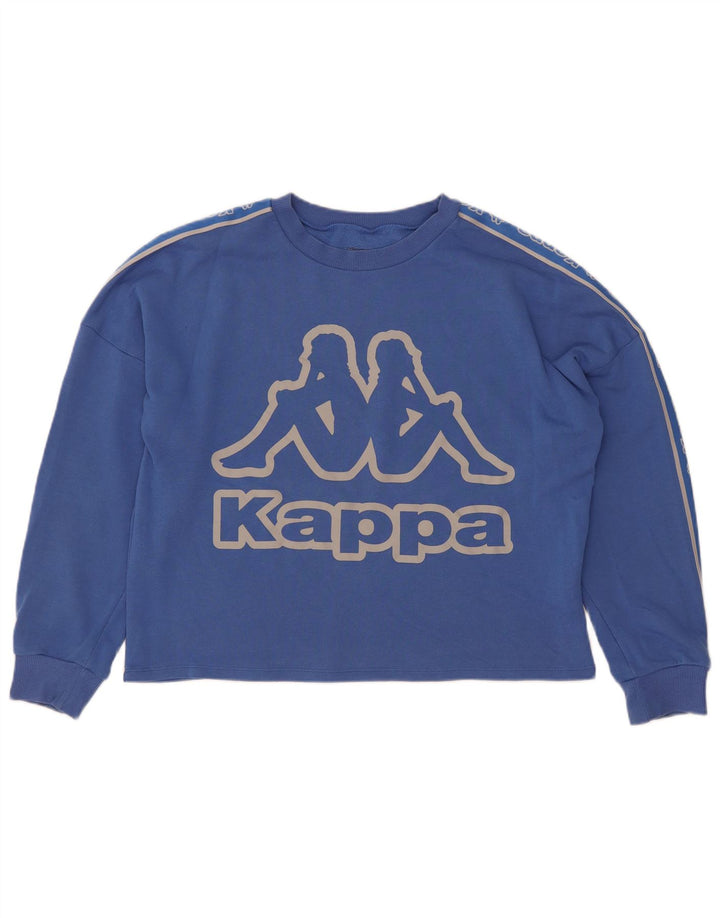 Kappa Womens Tezenis Crop Graphic Sweatshirt Jumper UK 14 Medium Blue