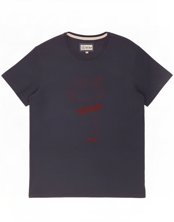 Fat Face Herre grafisk T-shirt Top XL Marineblå Bomuld