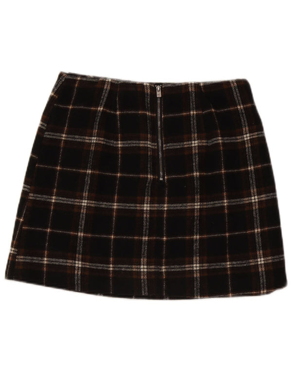 Hollister Damen-Minirock mit hoher Taille, Größe S, W27, schwarz, kariertes Polyester