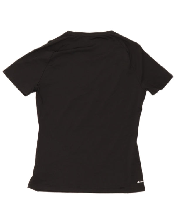Adidas Dame Climalite Grafisk T-Shirt Top UK 8/10 Small Black Polyester