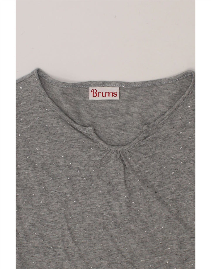BRUMS Girls Top Long Sleeve 9-10 Years Grey Cotton Vintage Brums and Second-Hand Brums from Messina Hembry 