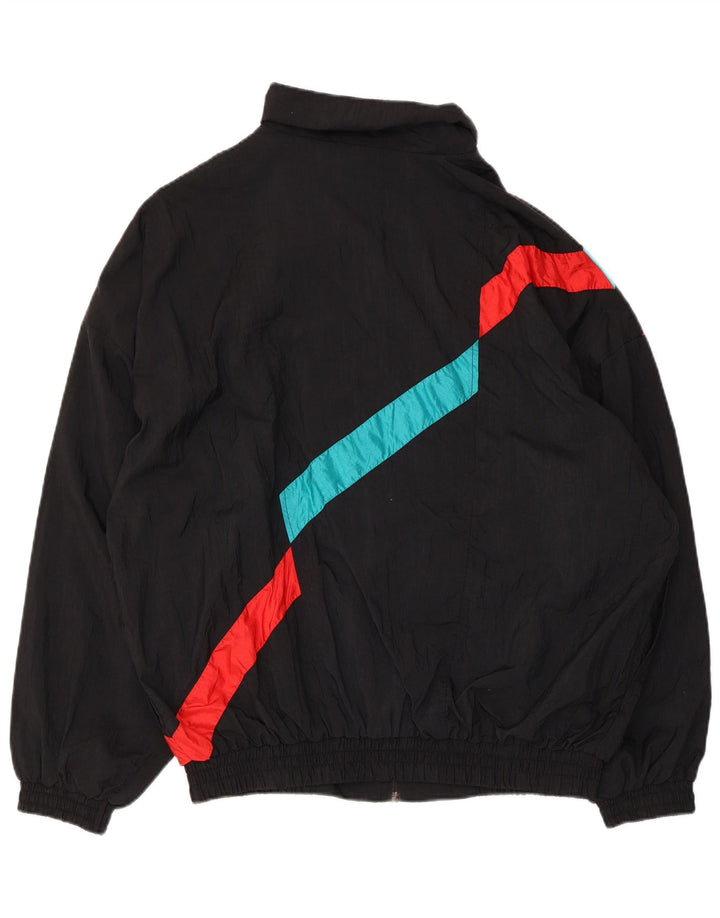 Vintage træningsdragt til mænd, topjakke XL sortstribet nylon